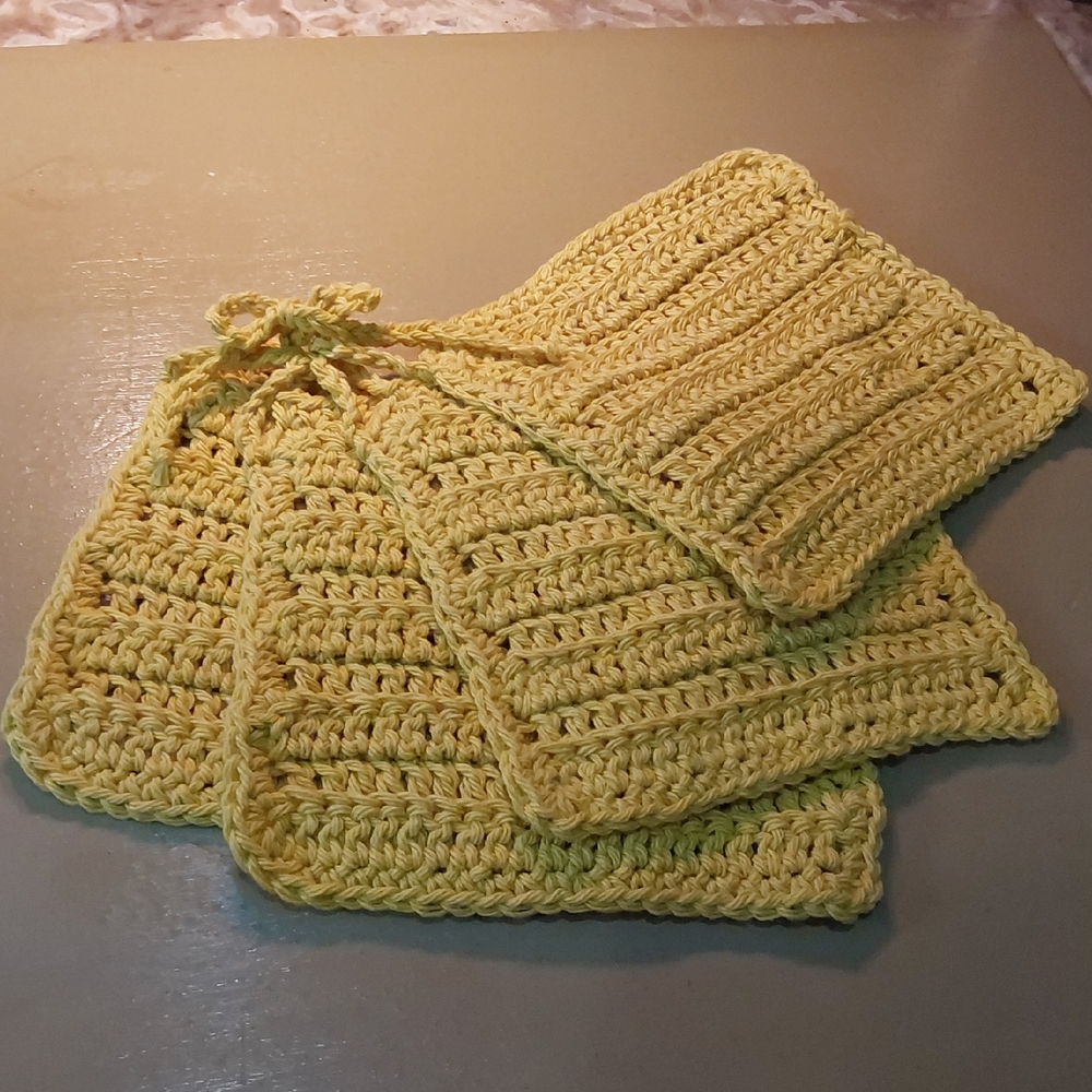 Handmade Mustard Crochet Dishcloths